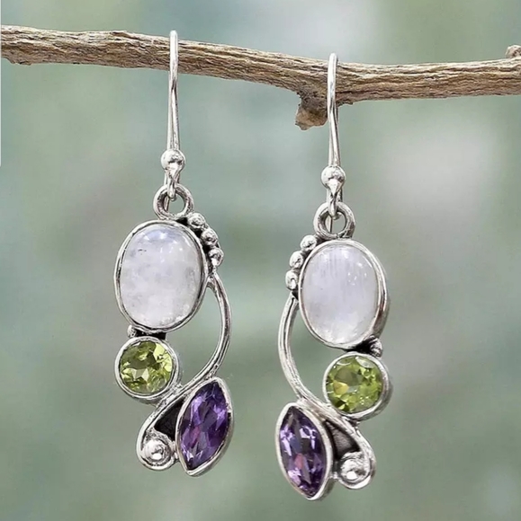 copper crystal flower earrings Jewelry - Copper Stunning Crystal Flower 1in Drop Earrings